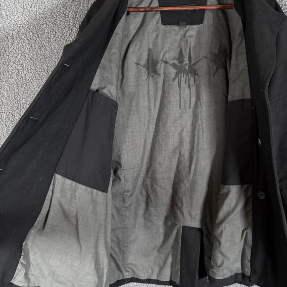 John Varvatos USA Wool Blend Hooded Peacoat Jacket - Men's Size L - Black - Picture 5 of 15